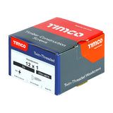 This is an image showing TIMCO Twin-Threaded Woodscrews - PZ - Double Countersunk - Zinc - 12 x 1 - 200 Pieces Box available from T.H Wiggans Ironmongery in Kendal, quick delivery at discounted prices.