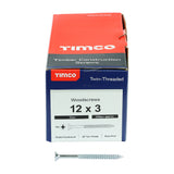 This is an image showing TIMCO Twin-Threaded Woodscrews - PZ - Double Countersunk - Zinc - 12 x 3 - 200 Pieces Box available from T.H Wiggans Ironmongery in Kendal, quick delivery at discounted prices.