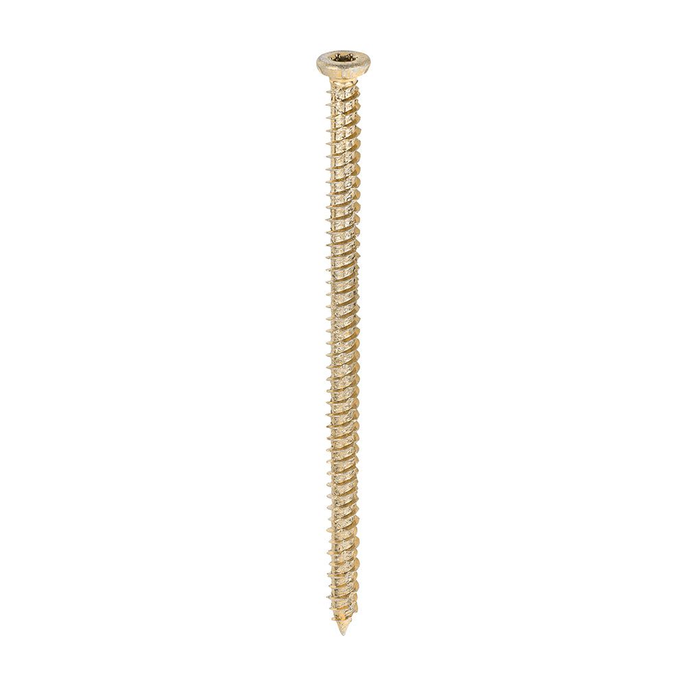 This is an image showing TIMCO Concrete Screws - TX - Flat Countersunk - Yellow - 7.5 x 130 - 100 Pieces Box available from T.H Wiggans Ironmongery in Kendal, quick delivery at discounted prices.