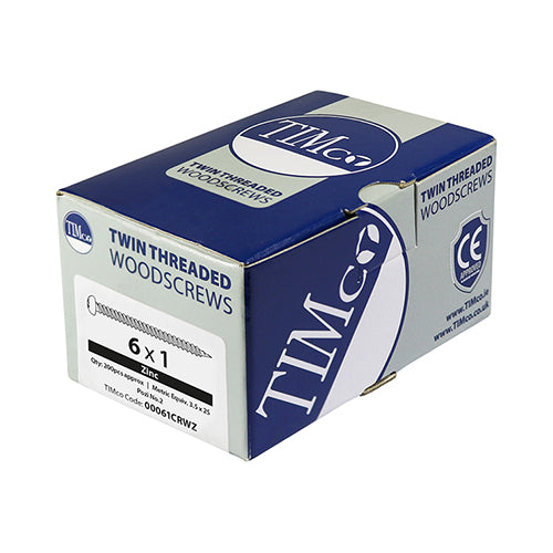 This is an image showing TIMCO Twin-Threaded Woodscrews - PZ - Round - Zinc - 4 x 1/2 - 200 Pieces Box available from T.H Wiggans Ironmongery in Kendal, quick delivery at discounted prices.