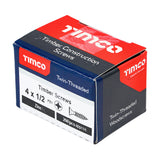 This is an image showing TIMCO Twin-Threaded Woodscrews - PZ - Double Countersunk - Zinc - 4 x 1/2 - 200 Pieces Box available from T.H Wiggans Ironmongery in Kendal, quick delivery at discounted prices.