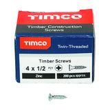 This is an image showing TIMCO Twin-Threaded Woodscrews - PZ - Double Countersunk - Zinc - 4 x 1/2 - 200 Pieces Box available from T.H Wiggans Ironmongery in Kendal, quick delivery at discounted prices.