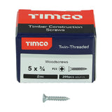 This is an image showing TIMCO Twin-Threaded Woodscrews - PZ - Double Countersunk - Zinc - 5 x 3/4 - 200 Pieces Box available from T.H Wiggans Ironmongery in Kendal, quick delivery at discounted prices.