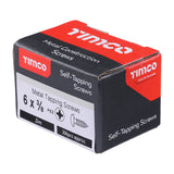 This is an image showing TIMCO Self-Tapping Screws - PZ - Pan - Zinc - 6 x 3/8 - 200 Pieces Box available from T.H Wiggans Ironmongery in Kendal, quick delivery at discounted prices.