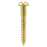 This is an image showing TIMCO Solid Brass Timber Screws - SLOT - Round - 8 x 3/4 - 200 Pieces Box available from T.H Wiggans Ironmongery in Kendal, quick delivery at discounted prices.