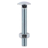 This is an image showing TIMCO Carriage Bolts & Hex Nuts - Zinc - M6 x 60 - 100 Pieces Box available from T.H Wiggans Ironmongery in Kendal, quick delivery at discounted prices.