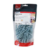 This is an image showing TIMCO Coach Screws - Hex - Zinc - 6.0 x 70 - 100 Pieces TIMbag available from T.H Wiggans Ironmongery in Kendal, quick delivery at discounted prices.