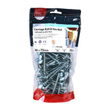 This is an image showing TIMCO Carriage Bolts & Hex Nuts - Zinc - M6 x 75 - 75 Pieces TIMbag available from T.H Wiggans Ironmongery in Kendal, quick delivery at discounted prices.