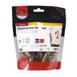 This is an image showing TIMCO Forged Hooks with Shield Anchors - Yellow - M6 - 20 Pieces TIMbag available from T.H Wiggans Ironmongery in Kendal, quick delivery at discounted prices.