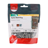 This is an image showing TIMCO Nylon Plugs - 6.0 x 30 - 200 Pieces TIMbag available from T.H Wiggans Ironmongery in Kendal, quick delivery at discounted prices.