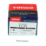 This is an image showing TIMCO Twin-Threaded Woodscrews - PZ - Double Countersunk - Zinc - 7 x 1 1/2 - 200 Pieces Box available from T.H Wiggans Ironmongery in Kendal, quick delivery at discounted prices.