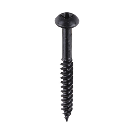 This is an image showing TIMCO Blackjax Woodscrews - PZ - Round - Black Organic - 8 x 1 1/2 - 200 Pieces Box available from T.H Wiggans Ironmongery in Kendal, quick delivery at discounted prices.