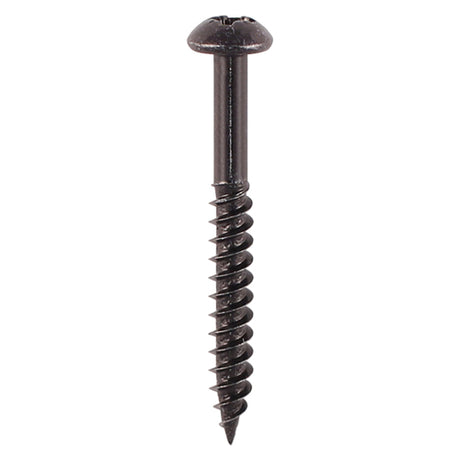 This is an image showing TIMCO Blackjax Woodscrews - PZ - Round - Black Organic - 8 x 1 1/4 - 200 Pieces Box available from T.H Wiggans Ironmongery in Kendal, quick delivery at discounted prices.