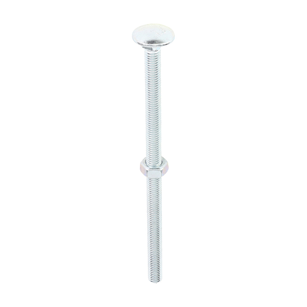 This is an image showing TIMCO Carriage Bolts & Hex Nuts - Zinc - M8 x 150 - 25 Pieces Box available from T.H Wiggans Ironmongery in Kendal, quick delivery at discounted prices.