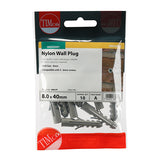 This is an image showing TIMCO Nylon Plugs - 8.0 x 40 - 10 Pieces TIMpac available from T.H Wiggans Ironmongery in Kendal, quick delivery at discounted prices.