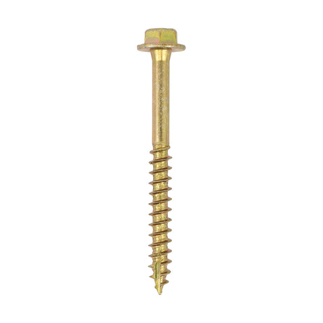 This is an image showing TIMCO Advanced Coach Screws - Hex Flange - Yellow - 10.0 x 100 - 28 Pieces TIMbag available from T.H Wiggans Ironmongery in Kendal, quick delivery at discounted prices.