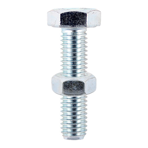 This is an image showing TIMCO Set Screws & Hex Nuts - Grade 8.8 - Zinc - M10 x 100 - 2 Pieces TIMpac available from T.H Wiggans Ironmongery in Kendal, quick delivery at discounted prices.