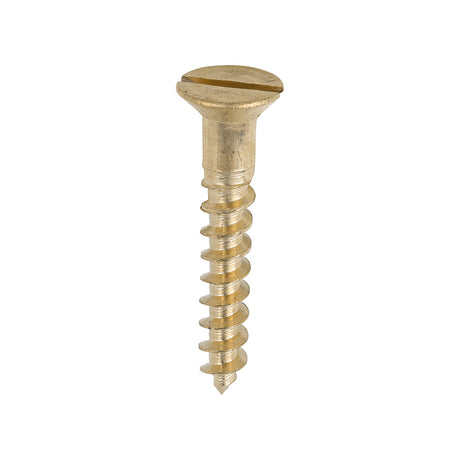 This is an image showing TIMCO Solid Brass Timber Screws - SLOT - Countersunk - 10 x 1 1/4 - 200 Pieces Box available from T.H Wiggans Ironmongery in Kendal, quick delivery at discounted prices.