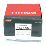 This is an image showing TIMCO Nylon Frame Fixing - PZ - Zinc - 10.0 x 120 - 100 Pieces Box available from T.H Wiggans Ironmongery in Kendal, quick delivery at discounted prices.