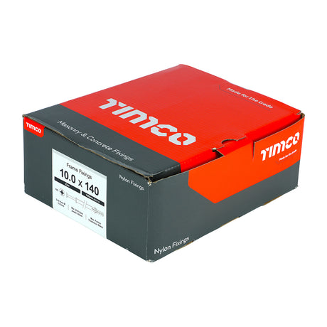 This is an image showing TIMCO Nylon Frame Fixing - PZ - Zinc - 10.0 x 140 - 100 Pieces Box available from T.H Wiggans Ironmongery in Kendal, quick delivery at discounted prices.