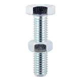 This is an image showing TIMCO Set Screws & Hex Nuts - Grade 8.8 - Zinc - M10 x 25 - 2 Pieces TIMpac available from T.H Wiggans Ironmongery in Kendal, quick delivery at discounted prices.