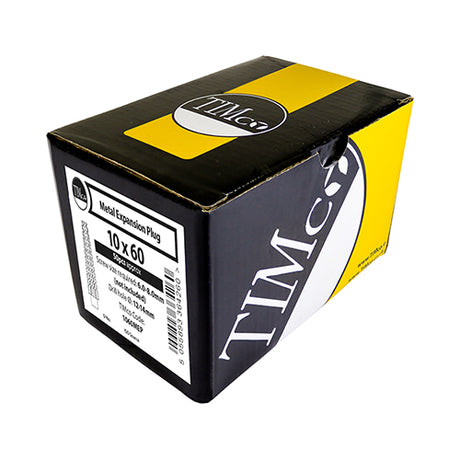 This is an image showing TIMCO Metal Expansion Plugs - Yellow - 10.0 x 60 - 50 Pieces Box available from T.H Wiggans Ironmongery in Kendal, quick delivery at discounted prices.
