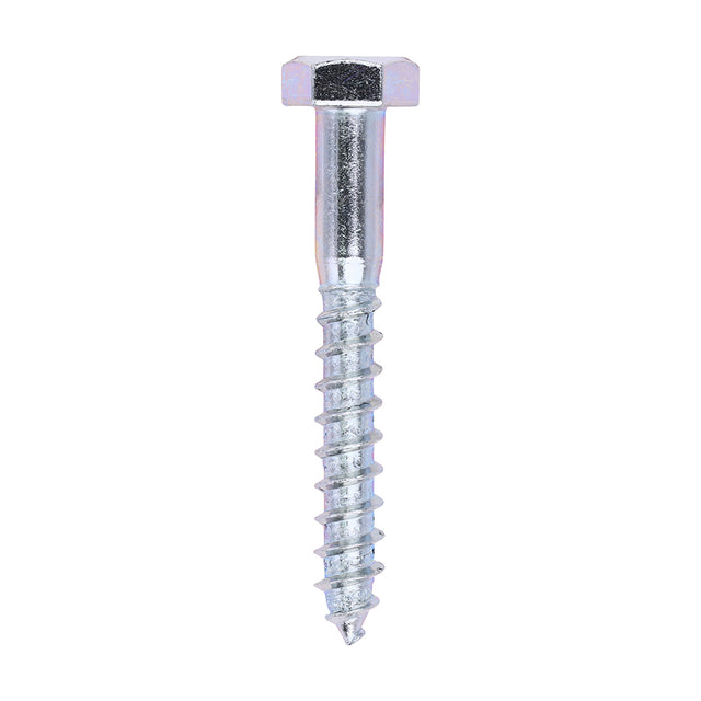 This is an image showing TIMCO Coach Screws - Hex - Zinc - 10.0 x 75 - 100 Pieces Box available from T.H Wiggans Ironmongery in Kendal, quick delivery at discounted prices.