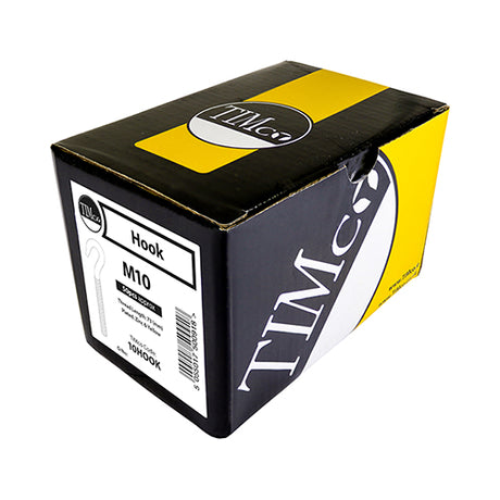 This is an image showing TIMCO Forged Hooks - Yellow - M10 - 50 Pieces Box available from T.H Wiggans Ironmongery in Kendal, quick delivery at discounted prices.