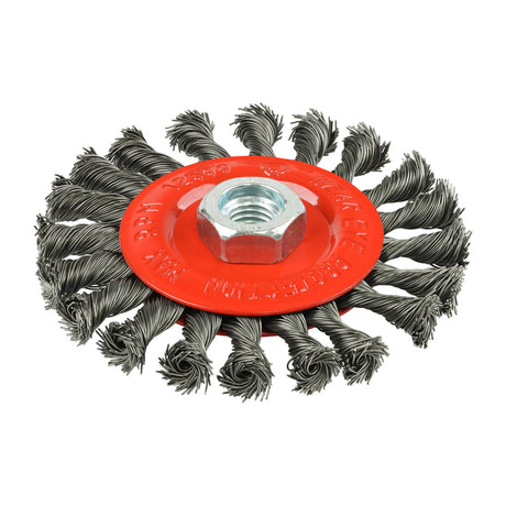 This is an image showing TIMCO Angle Grinder Wheel Brush - Twisted Knot Steel Wire - 115mm - 1 Each Blister Pack available from T.H Wiggans Ironmongery in Kendal, quick delivery at discounted prices.