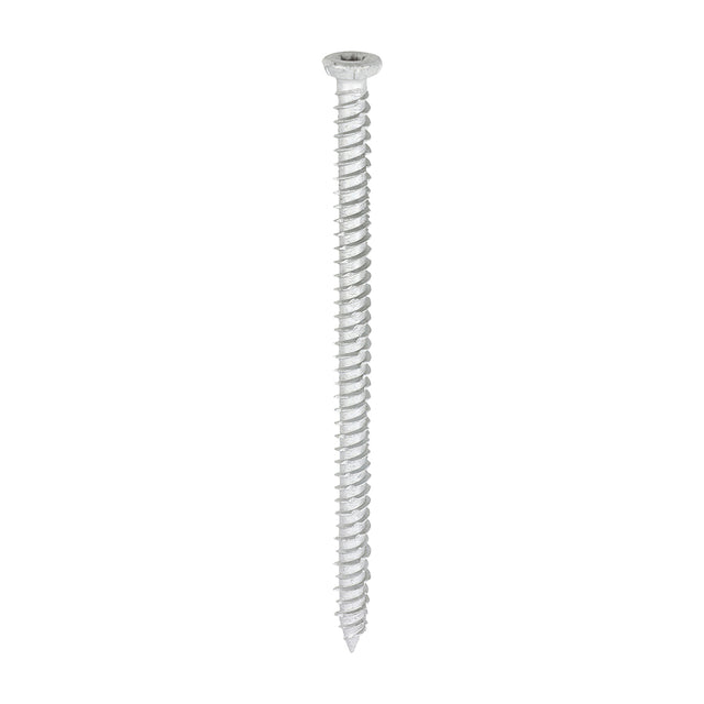 This is an image showing TIMCO Concrete Screw - TX - Flat Countersunk - Exterior - Silver - 7.5 x 120 - 100 Pieces Box available from T.H Wiggans Ironmongery in Kendal, quick delivery at discounted prices.