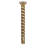 This is an image showing TIMCO Window Fabrication Screws - Countersunk with Ribs - PH - Self-Tapping - Self-Drilling Point - Yellow - 3.9 x 16 - 1000 Pieces Box available from T.H Wiggans Ironmongery in Kendal, quick delivery at discounted prices.