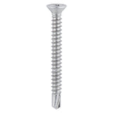 This is an image showing TIMCO Window Fabrication Screws - Countersunk - PH - Self-Tapping Thread - Self-Drilling Point - Martensitic Stainless Steel & Silver Organic - 3.9 x 38 - 1000 Pieces Box available from T.H Wiggans Ironmongery in Kendal, quick delivery at discounted prices.