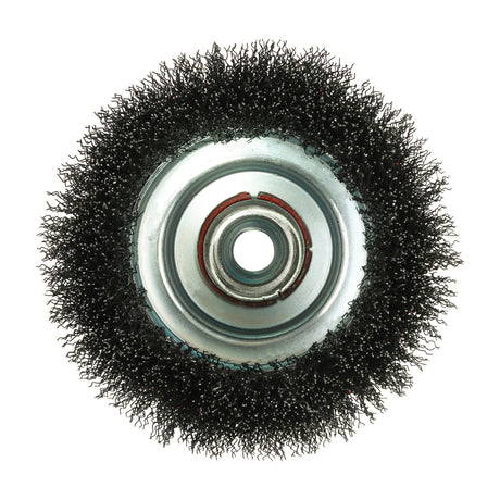 This is an image showing TIMCO Angle Grinder Cup Brush - Crimped Steel Wire - 125mm - 1 Each Blister Pack available from T.H Wiggans Ironmongery in Kendal, quick delivery at discounted prices.