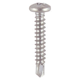 This is an image showing TIMCO Window Fabrication Screws - Pan - PH - Self-Tapping - Self-Drilling Point - Martensitic Stainless Steel & Silver Organic - 4.2 x 16 - 1000 Pieces Box available from T.H Wiggans Ironmongery in Kendal, quick delivery at discounted prices.