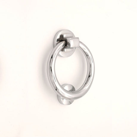 This is an image of Spira Brass - Ring Door Knocker 110mm Polished Chrome available to order from T.H Wiggans Architectural Ironmongery in Kendal, quick delivery and discounted prices.