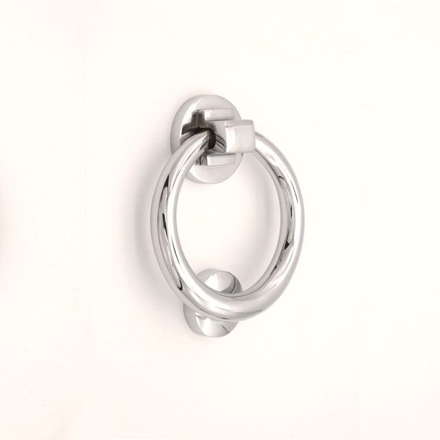 This is an image of Spira Brass - Ring Door Knocker 110mm Polished Chrome available to order from T.H Wiggans Architectural Ironmongery in Kendal, quick delivery and discounted prices.