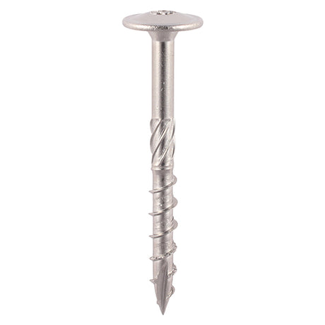 This is an image showing TIMCO Timber Frame Construction & Landscaping Screws - Wafer - A2 Stainless Steel - 8.0 x 150 - 20 Pieces Tube available from T.H Wiggans Ironmongery in Kendal, quick delivery at discounted prices.