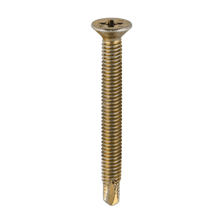 This is an image showing TIMCO Window Fabrication Screws - Countersunk - PH - Metric Thread - Self-Drilling Point - Yellow - M4 x 38 - 500 Pieces Box available from T.H Wiggans Ironmongery in Kendal, quick delivery at discounted prices.
