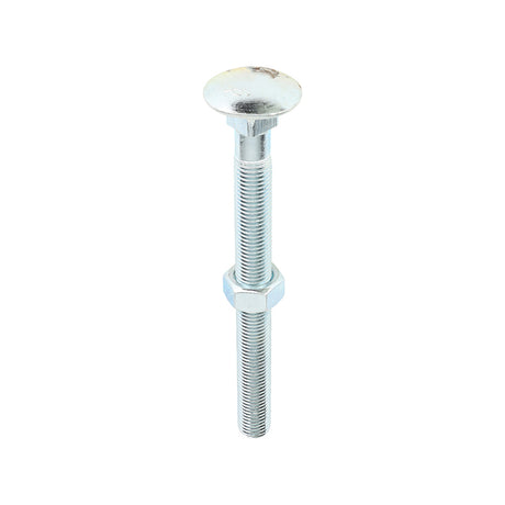 This is an image showing TIMCO Carriage Bolts & Hex Nuts - Zinc - M16 x 180 - 5 Pieces Box available from T.H Wiggans Ironmongery in Kendal, quick delivery at discounted prices.