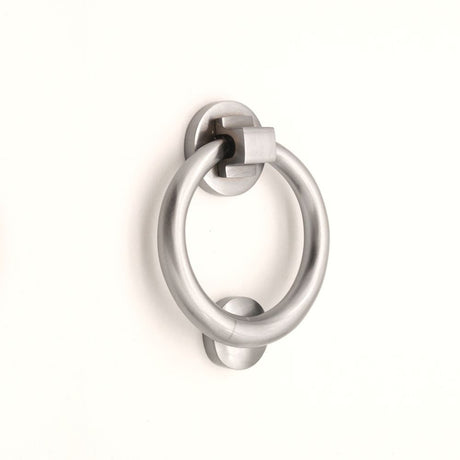 This is an image of Spira Brass - Ring Door Knocker 110mm Satin Chrome available to order from T.H Wiggans Architectural Ironmongery in Kendal, quick delivery and discounted prices.