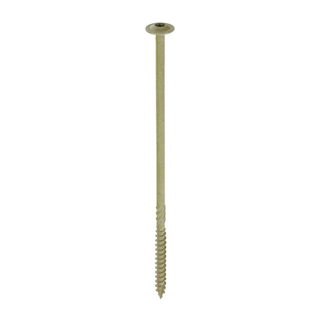 This is an image showing TIMCO Timber Frame Construction & Landscaping Screws - Wafer - Exterior - Green Organic - 6.7 x 175 - 50 Pieces Box available from T.H Wiggans Ironmongery in Kendal, quick delivery at discounted prices.