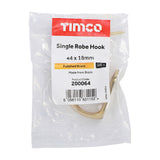 This is an image showing TIMCO Single Robe Hook - Polished Brass - 44 x 18mm - 1 Each Bag available from T.H Wiggans Ironmongery in Kendal, quick delivery at discounted prices.
