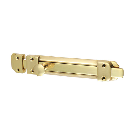 This is an image showing TIMCO Contract Flat Section Bolt - Polished Brass - 210 x 35mm - 1 Each Bag available from T.H Wiggans Ironmongery in Kendal, quick delivery at discounted prices.
