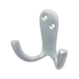 This is an image showing TIMCO Double Robe Hook - Satin Chrome - 47 x 24mm - 1 Each TIMpac available from T.H Wiggans Ironmongery in Kendal, quick delivery at discounted prices.