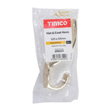 This is an image showing TIMCO Hat & Coat Hook - Polished Brass - 125 x 32mm - 1 Each Bag available from T.H Wiggans Ironmongery in Kendal, quick delivery at discounted prices.