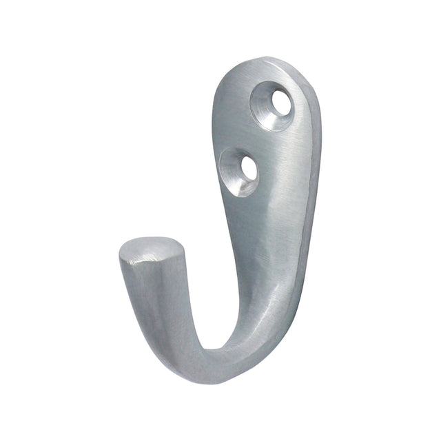 This is an image showing TIMCO Single Robe Hook - Satin Chrome - 44 x 18mm - 1 Each TIMpac available from T.H Wiggans Ironmongery in Kendal, quick delivery at discounted prices.