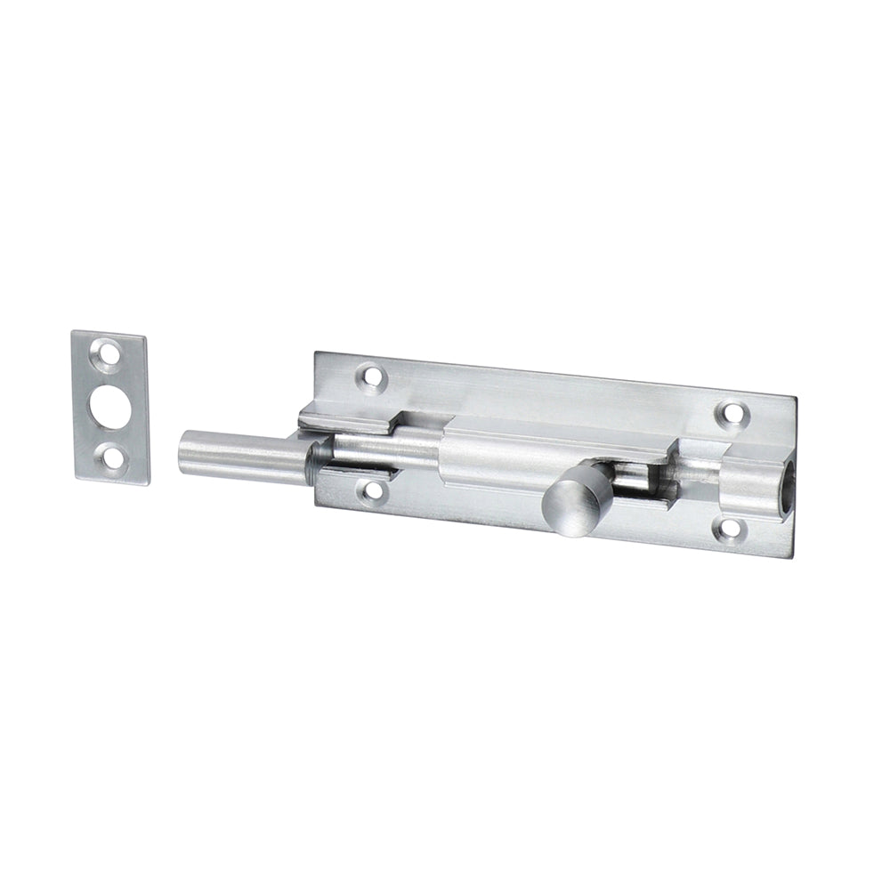 This is an image showing TIMCO Necked Barrel Bolt - Satin Chrome - 75 x 25mm - 1 Each Bag available from T.H Wiggans Ironmongery in Kendal, quick delivery at discounted prices.