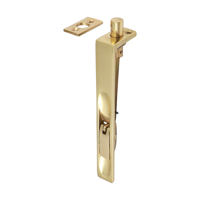 This is an image showing TIMCO Lever Action Flush Bolt - Polished Brass - 150 x 19mm - 1 Each Bag available from T.H Wiggans Ironmongery in Kendal, quick delivery at discounted prices.