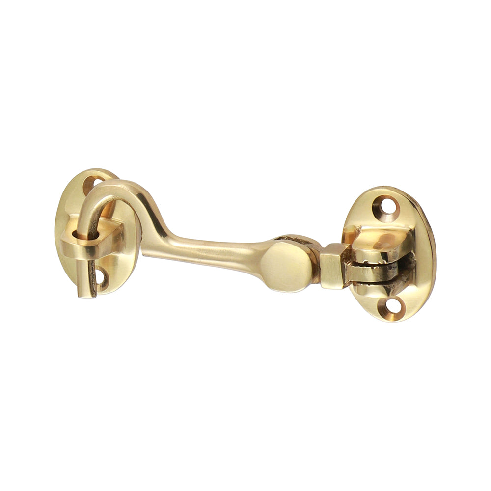 This is an image showing TIMCO Cabin Hook - Polished Brass - 75mm - 1 Each Bag available from T.H Wiggans Ironmongery in Kendal, quick delivery at discounted prices.