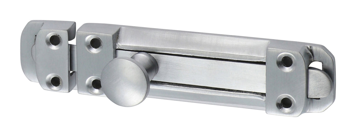 This is an image showing TIMCO Contract Flat Section Bolt - Satin Chrome - 110 x 25mm - 1 Each Bag available from T.H Wiggans Ironmongery in Kendal, quick delivery at discounted prices.